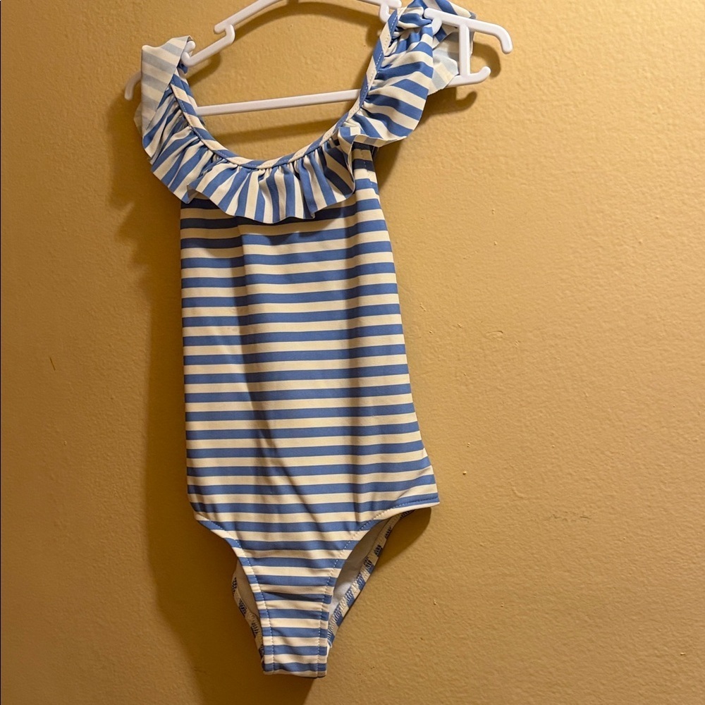 Polo by Ralph Lauren Blue and White Striped Girls One-Piece Swimsuit
